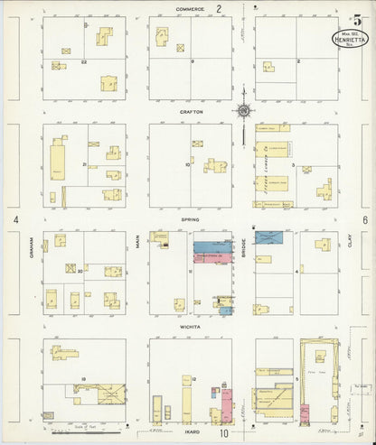 Sanborn Fire Insurance Map from Henrietta, Clay County, Texas (1912), Sheet #0005 - Complete Map Set gallery image, historic Sanborn map, vintage wall art, Texas Texas