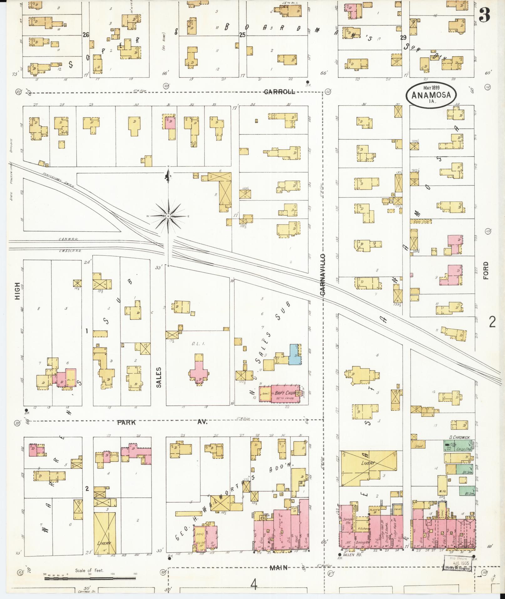 Sanborn Fire Insurance Map from Anamosa, Jones County, Iowa (1899), Sheet #0003 - Historic Sanborn Fire Insurance Map Print
