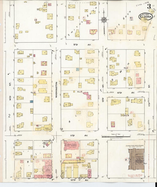 Sanborn Fire Insurance Map from Eldora, Hardin County, Iowa (1940), Sheet #0003 - Historic Sanborn Fire Insurance Map Print, vintage old map wall art
