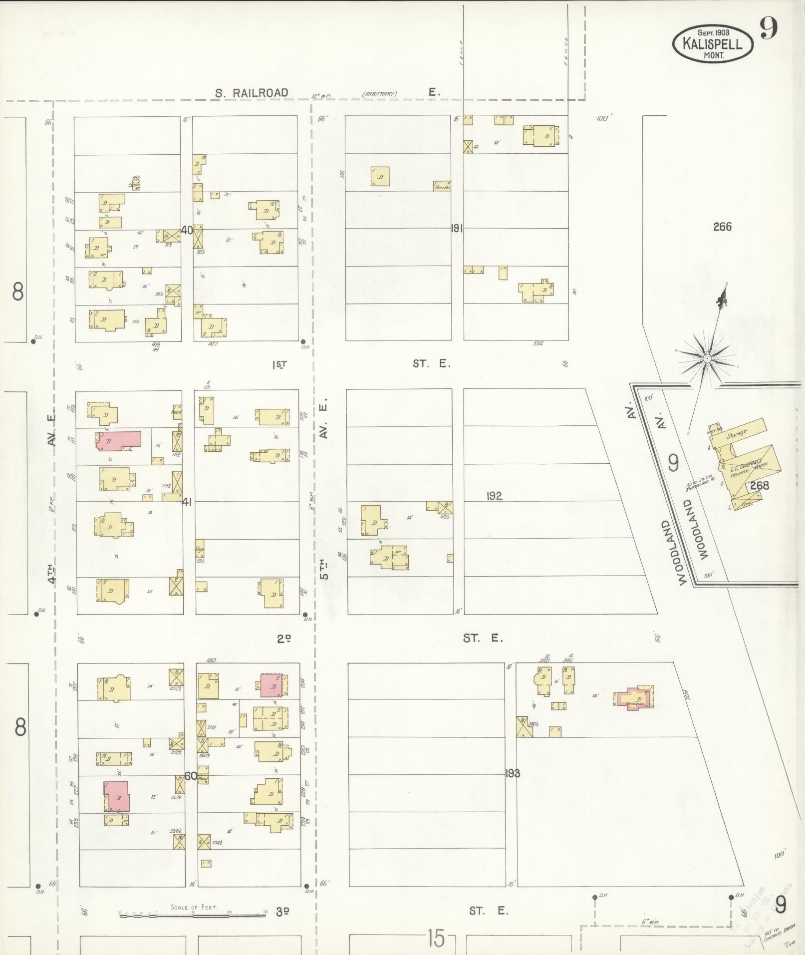 Sanborn Fire Insurance Map from Kalispell, Flathead County, Montana (1903), Sheet #0009 - Complete Map Set gallery image, historic Sanborn map, vintage wall art, Montana Montana