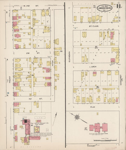 Sanborn Fire Insurance Map from Lawrenceburg, Dearborn County, Indiana (1922), Sheet #0011 - Historic Sanborn Fire Insurance Map Print, vintage old map wall art, antique decor, genealogy gift, Indiana Indiana map