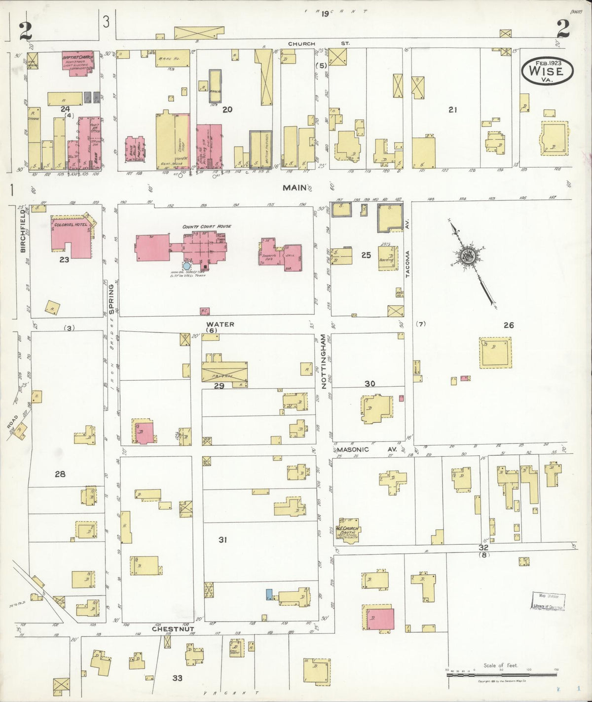 Sanborn Fire Insurance Map from Wise, Wise County, Virginia (1923), Sheet #0002 - Complete Map Set gallery image, historic Sanborn map, vintage wall art, Virginia Virginia