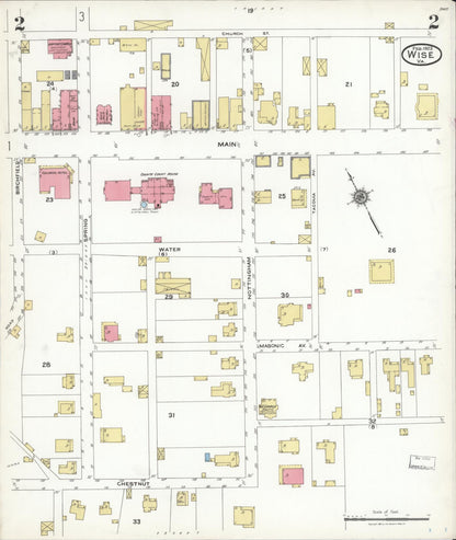 Sanborn Fire Insurance Map from Wise, Wise County, Virginia (1923), Sheet #0002 - Complete Map Set gallery image, historic Sanborn map, vintage wall art, Virginia Virginia