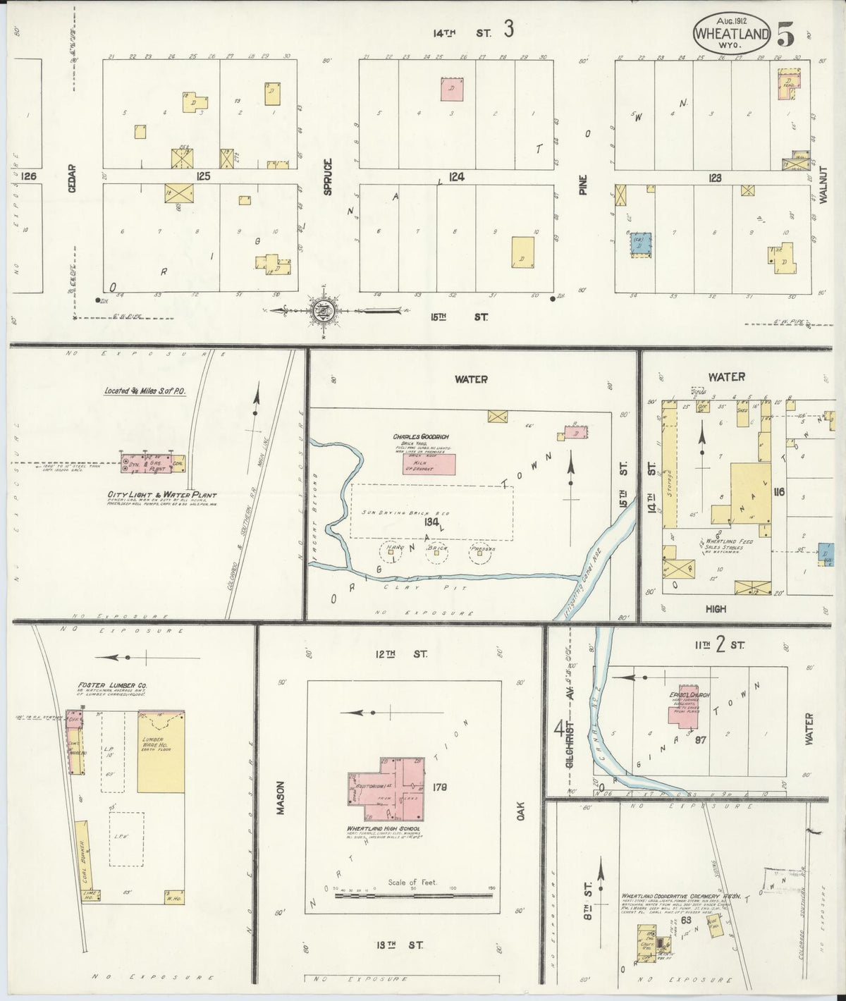 Sanborn Fire Insurance Map from Wheatland, Platte County, Wyoming (1912), Sheet #0005 - Complete Map Set gallery image, historic Sanborn map, vintage wall art, Wyoming Wyoming