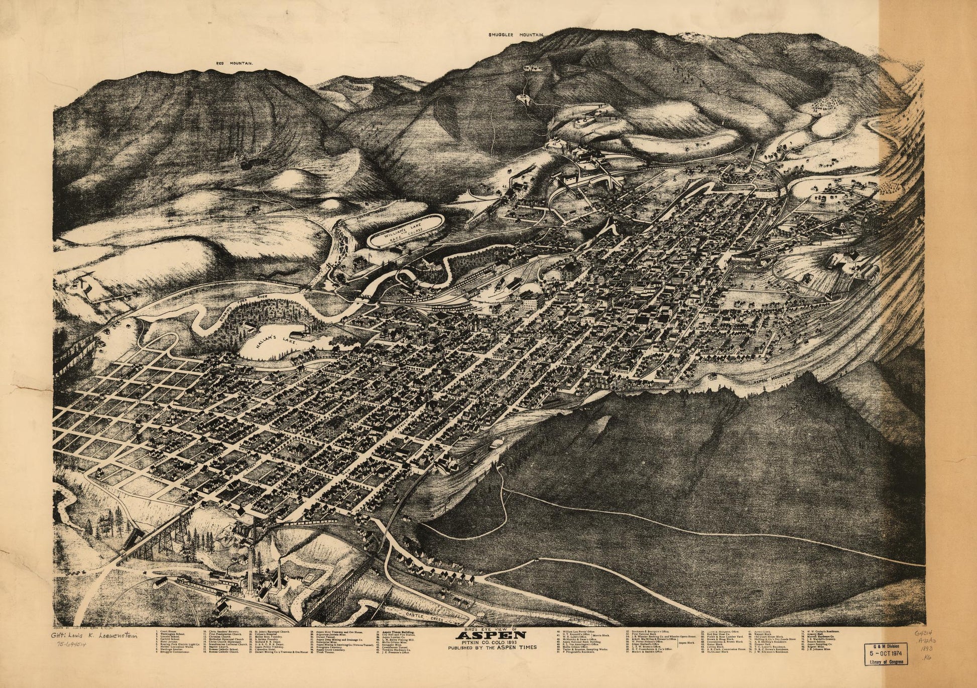 Bird's eye view of Aspen, Pitkin Co., Colo. 1893. (1893) – Historic Bird’s-Eye View Panorama Print