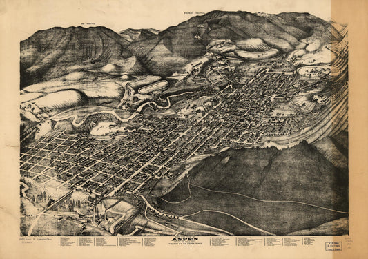 Bird's eye view of Aspen, Pitkin Co., Colo. 1893. (1893) – Historic Bird’s-Eye View Panorama Print