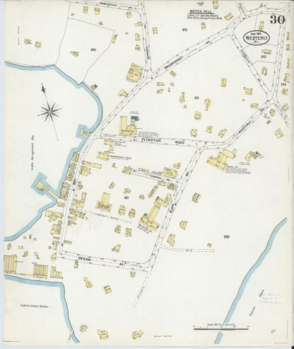 Sanborn Fire Insurance Map from Westerly, Washington County, Rhode Island (1907), Sheet #0030 - Complete Map Set gallery image, historic Sanborn map, vintage wall art, Rhode Island Rhode Island