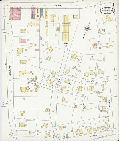 Sanborn Fire Insurance Map from Providence, Webster County, Kentucky (1909), Sheet #0004 - Complete Map Set gallery image, historic Sanborn map, vintage wall art, Kentucky Kentucky
