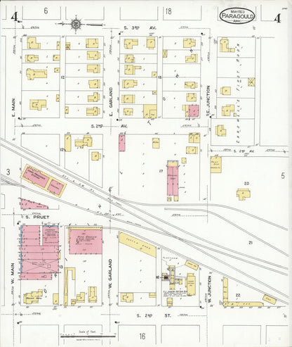 Sanborn Fire Insurance Map from Paragould, Greene County, Arkansas (1923), Sheet #0004 - Complete Map Set gallery image, historic Sanborn map, vintage wall art, Arkansas Arkansas