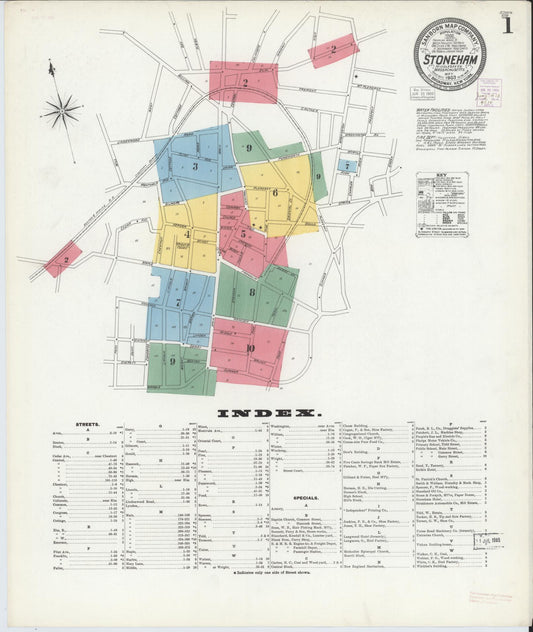 Sanborn Fire Insurance Map from Stoneham, Middlesex County, Massachusetts (1903), Sheet #0001 - Complete Map Set gallery image, historic Sanborn map, vintage wall art, Massachusetts Massachusetts