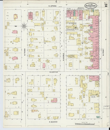 Sanborn Fire Insurance Map from Beaver Dam, Dodge County, Wisconsin (1897), Sheet #0002 - Historic Sanborn Fire Insurance Map Print, vintage old map wall art, antique decor, genealogy gift, Wisconsin Wisconsin map