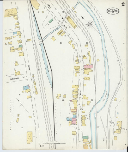 Sanborn Fire Insurance Map from Deadwood, Lawrence County, South Dakota (1897), Sheet #0002 - Historic Sanborn Fire Insurance Map Print, vintage old map wall art, antique decor, genealogy gift, South Dakota South Dakota map