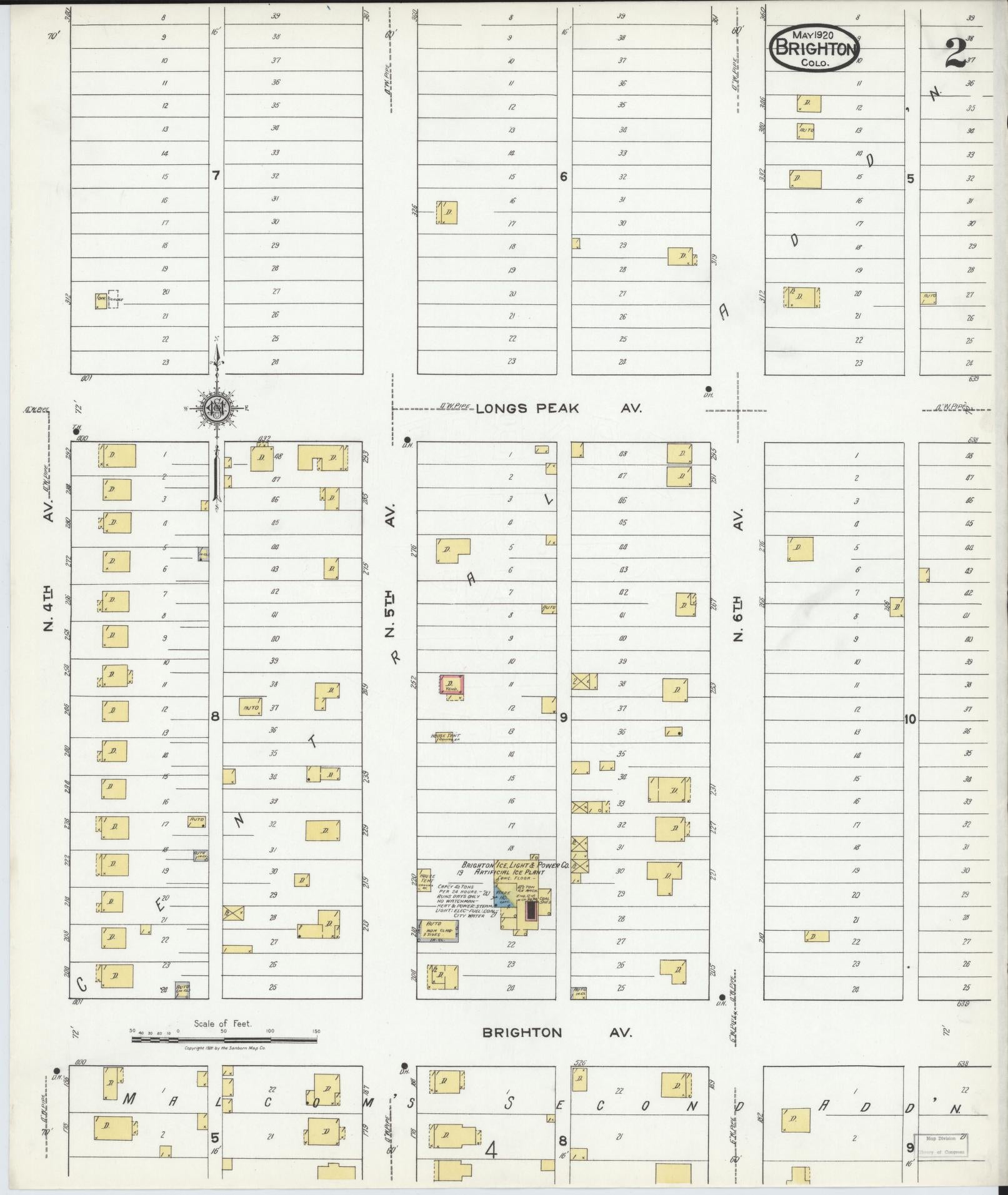 Sanborn Fire Insurance Map from Brighton, Adams County, Colorado (1920), Sheet #0002 - Complete Map Set gallery image, historic Sanborn map, vintage wall art, Colorado Colorado