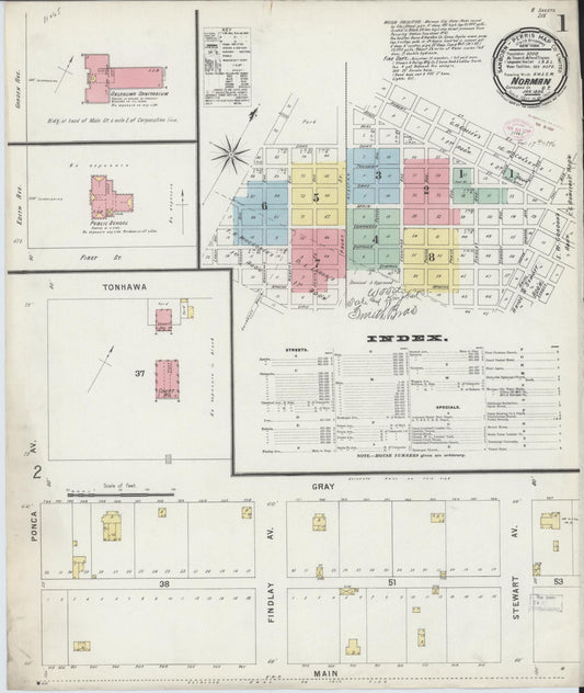 Sanborn Fire Insurance Map from Norman, Cleveland County, Oklahoma (1896), Sheet #0001 - Complete Map Set gallery image, historic Sanborn map, vintage wall art, Oklahoma Oklahoma
