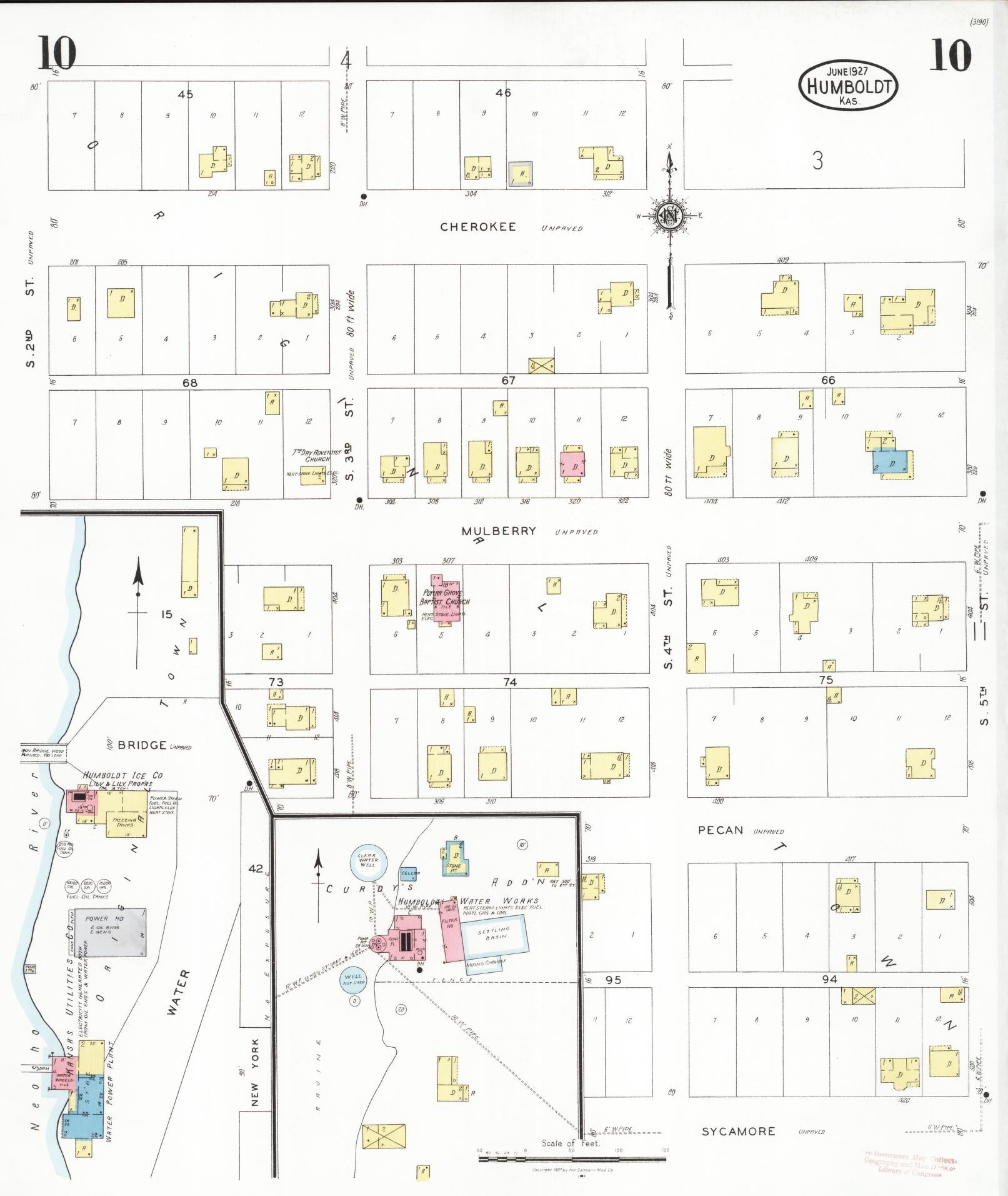 Sanborn Fire Insurance Map from Humboldt, Allen County, Kansas (1927), Sheet #0010 - Complete Map Set gallery image, historic Sanborn map, vintage wall art, Kansas Kansas