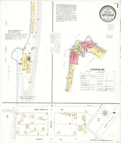 Sanborn Fire Insurance Map from Harrison, Kootenai County, Idaho (1905), Sheet #0001 - Complete Map Set gallery image, historic Sanborn map, vintage wall art, Idaho Idaho