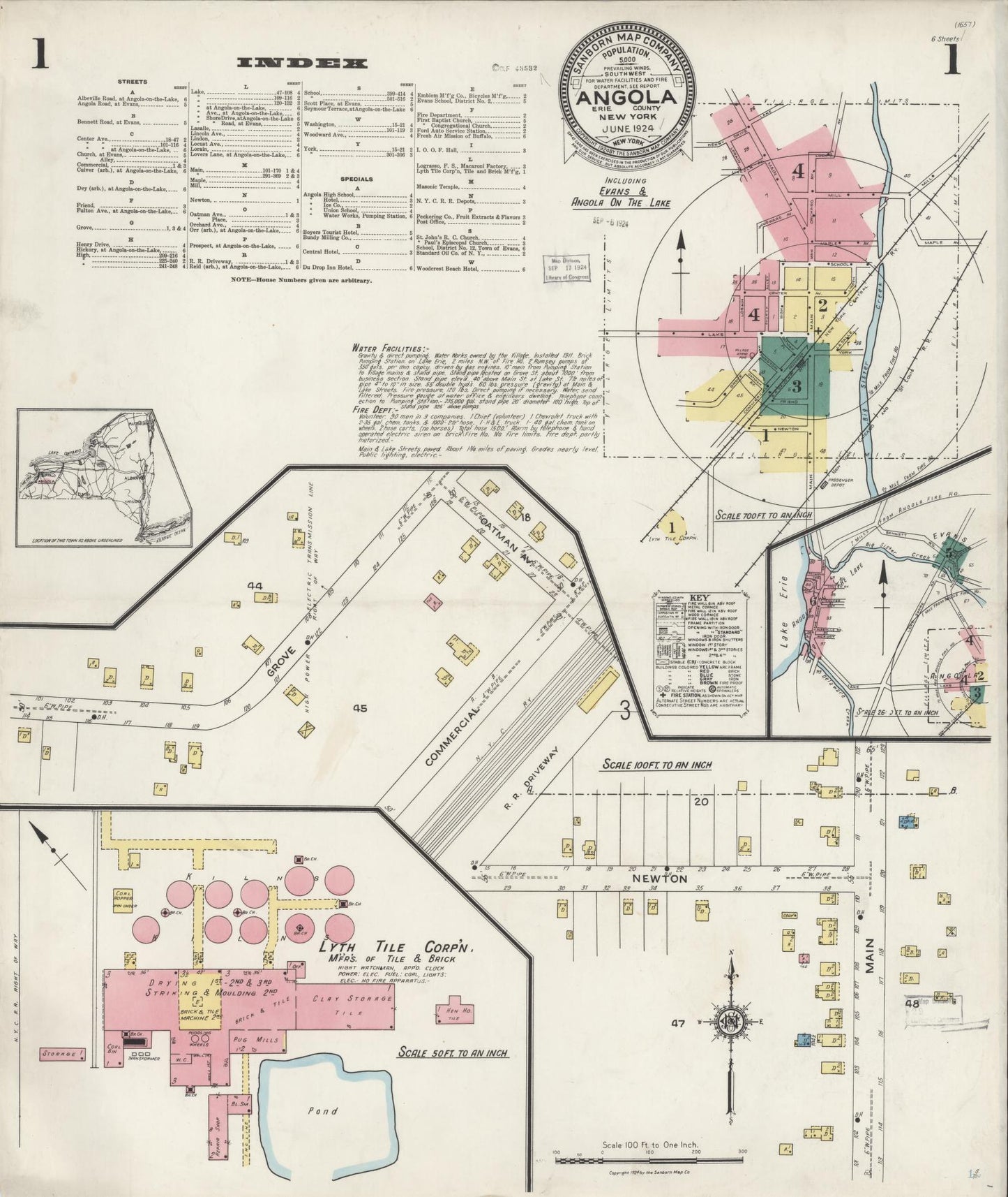 Sanborn Fire Insurance Map from Angola, Erie County, New York. (1924) – Historic Sanborn Fire Insurance Map Print