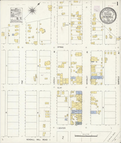 Sanborn Fire Insurance Map from Kendall, Fergus County, Montana (1908), Sheet #0001 - Complete Map Set gallery image, historic Sanborn map, vintage wall art, Montana Montana