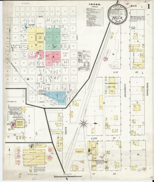 Sanborn Fire Insurance Map from Pella, Marion County, Iowa (1895), Sheet #0001 - Historic Sanborn Fire Insurance Map Print, vintage old map wall art