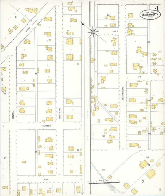 Sanborn Fire Insurance Map from Leavenworth, Chelan County, Washington (1909), Sheet #0004 - Historic Sanborn Fire Insurance Map Print, vintage old map wall art, antique decor, genealogy gift, Washington Washington map