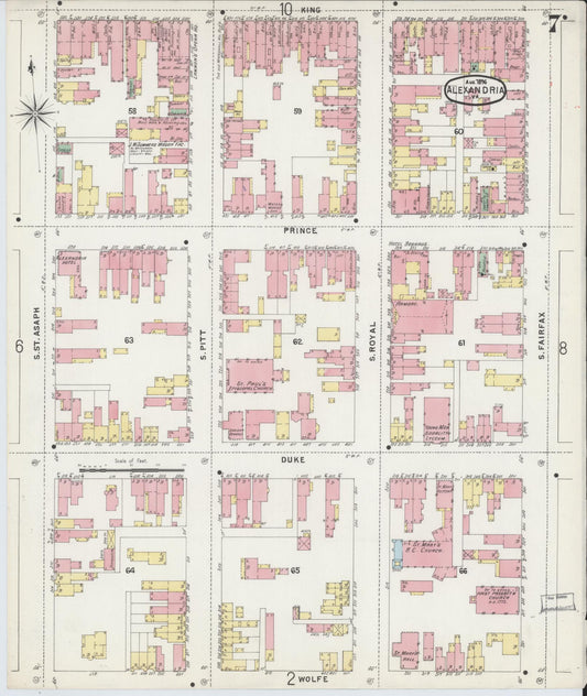 Sanborn Fire Insurance Map from Alexandria, Independent Cities, Virginia (1891), Sheet #0007 - Historic Sanborn Fire Insurance Map Print, vintage old map wall art, antique decor, genealogy gift, Virginia Virginia map