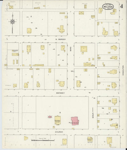 Sanborn Fire Insurance Map from Waldron, Scott County, Arkansas (1913), Sheet #0004 - Complete Map Set gallery image, historic Sanborn map, vintage wall art, Arkansas Arkansas