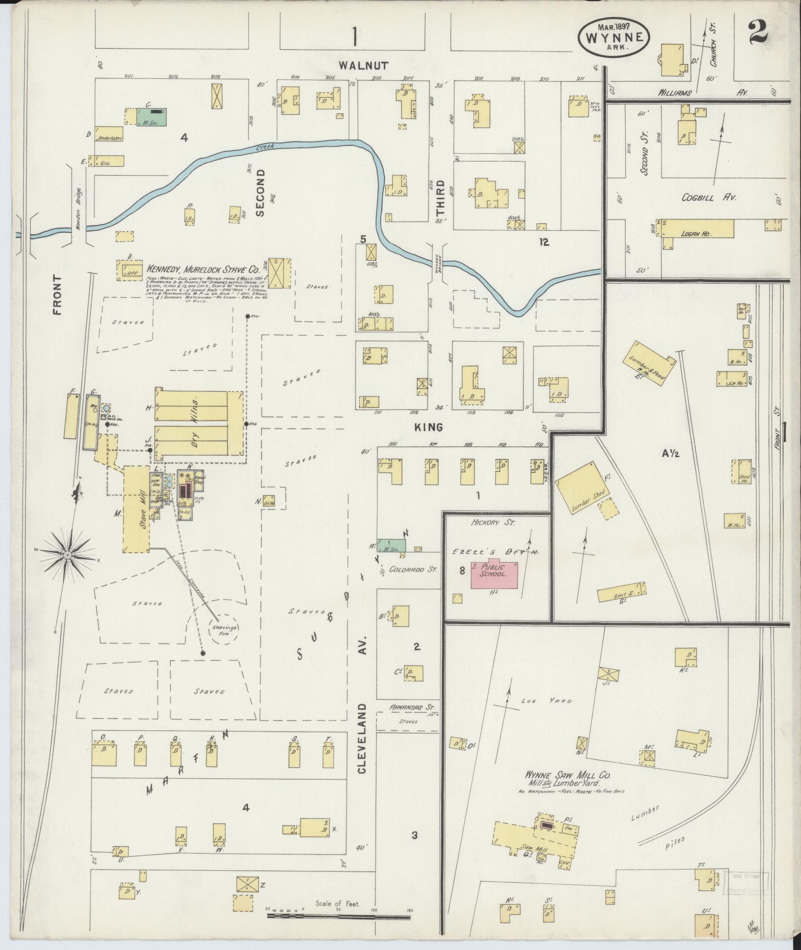 Sanborn Fire Insurance Map from Wynne, Cross County, Arkansas (1897), Sheet #0002 - Complete Map Set gallery image, historic Sanborn map, vintage wall art, Arkansas Arkansas