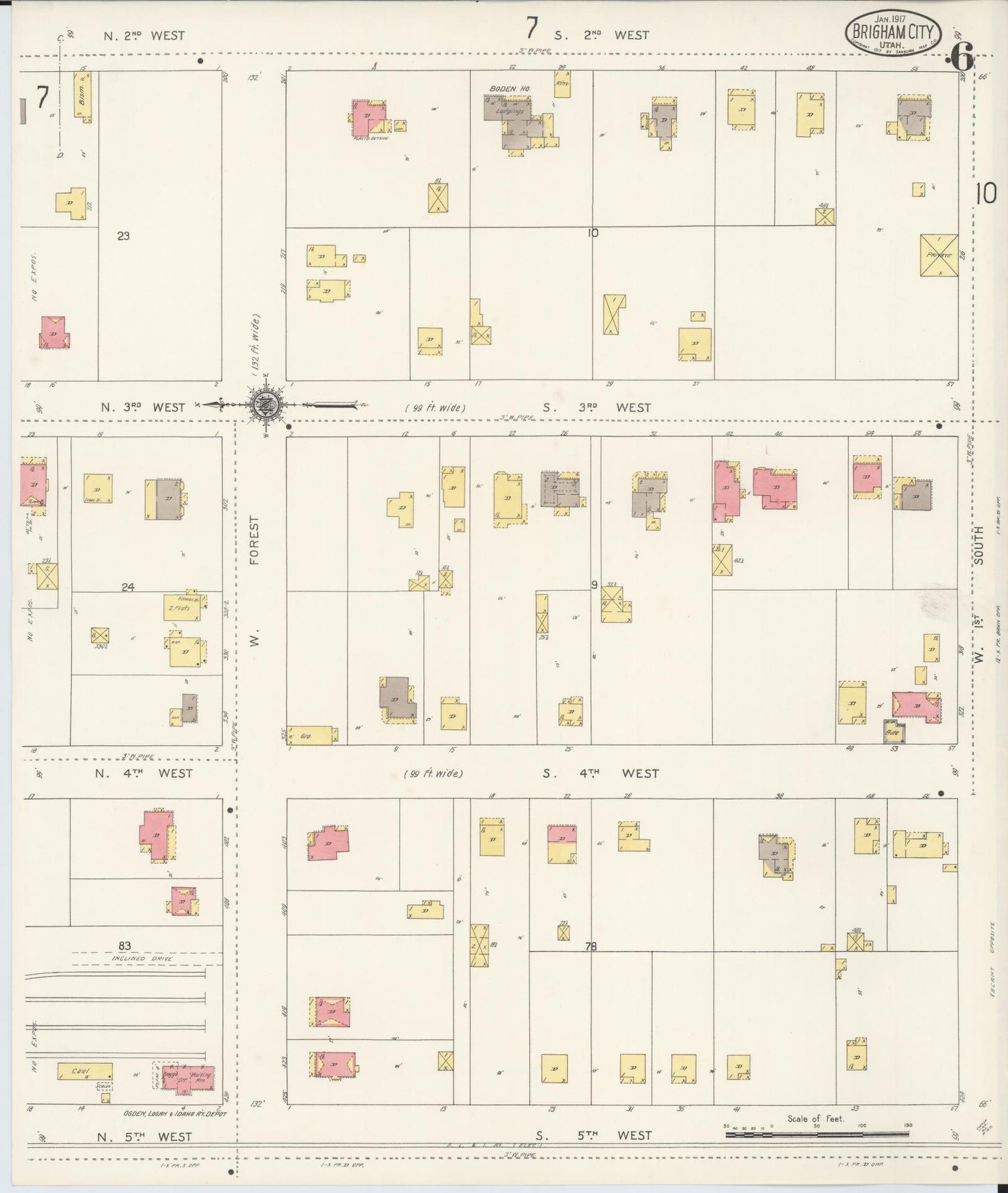 Sanborn Fire Insurance Map from Brigham City, Box Elder County, Utah (1917), Sheet #0006 - Complete Map Set gallery image, historic Sanborn map, vintage wall art, Utah Utah