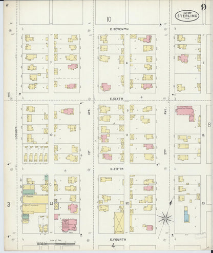 Sanborn Fire Insurance Map from Sterling, Whiteside County, Illinois (1897), Sheet #0009 - Complete Map Set gallery image, historic Sanborn map, vintage wall art, Illinois Illinois
