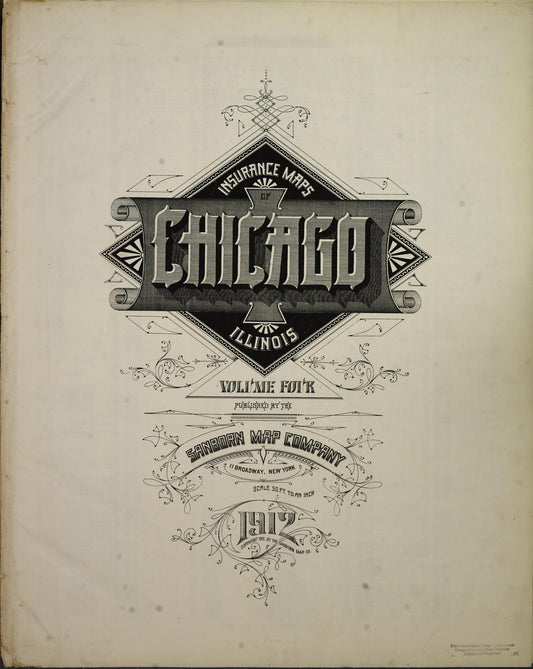 Sanborn Fire Insurance Map from Chicago, Cook County, Illinois (1912), Sheet #0001 - Historic Sanborn Fire Insurance Map Print, vintage old map wall art, antique decor, genealogy gift, Illinois Illinois map