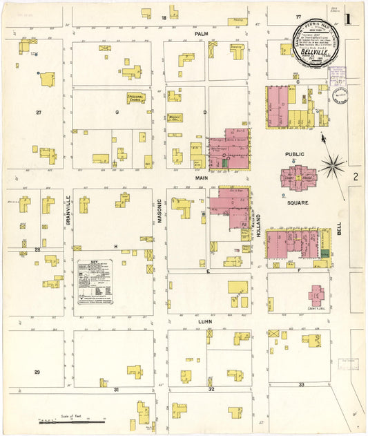 Sanborn Fire Insurance Map from Bellville, Austin County, Texas (1901), Sheet #0001 - Historic Sanborn Fire Insurance Map Print, vintage old map wall art, antique decor, genealogy gift, Texas Texas map