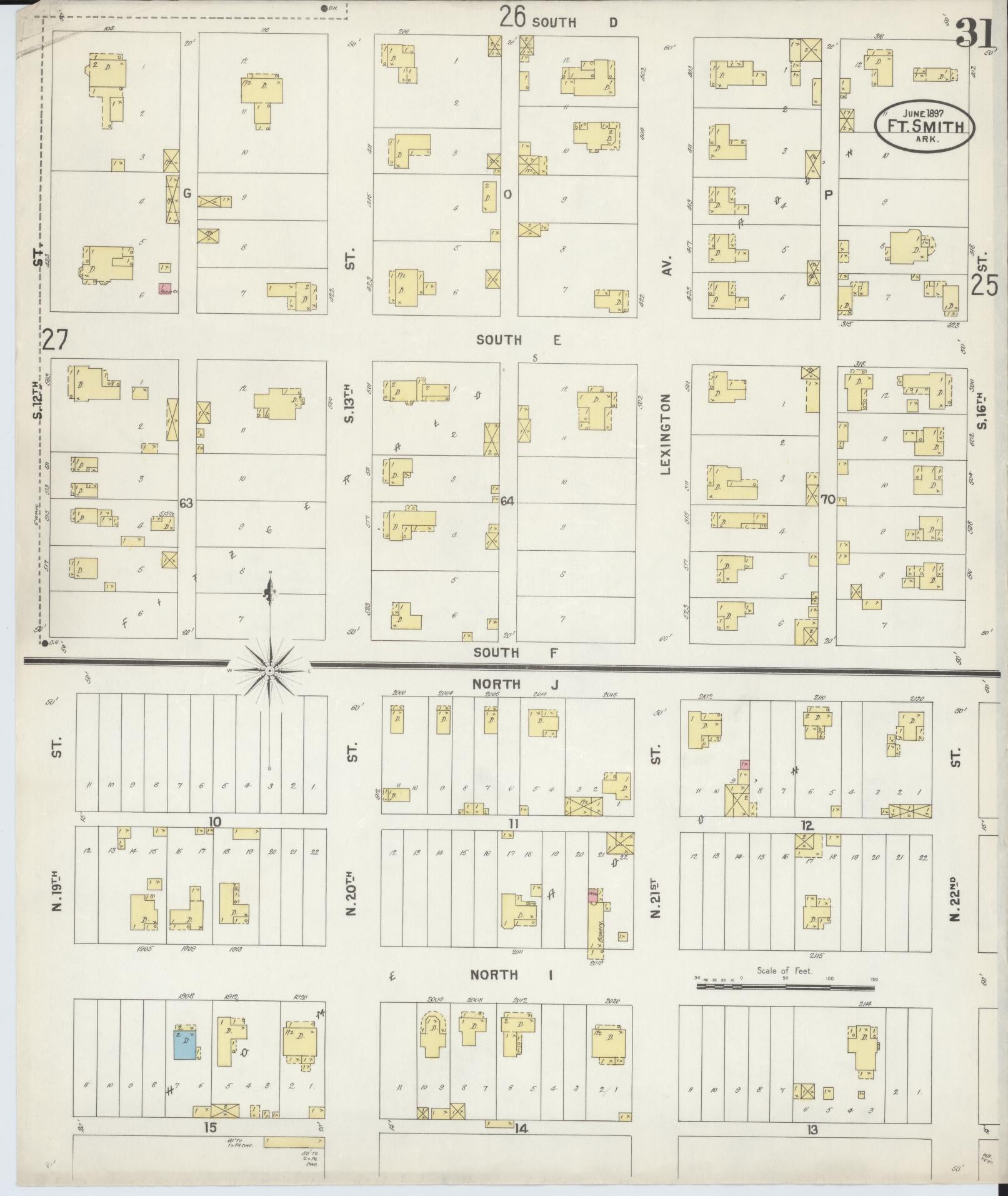 Sanborn Fire Insurance Map from Fort Smith, Sebastian County, Arkansas (1897), Sheet #0031 - Historic Sanborn Fire Insurance Map Print, vintage old map wall art, antique decor, genealogy gift, Arkansas Arkansas map