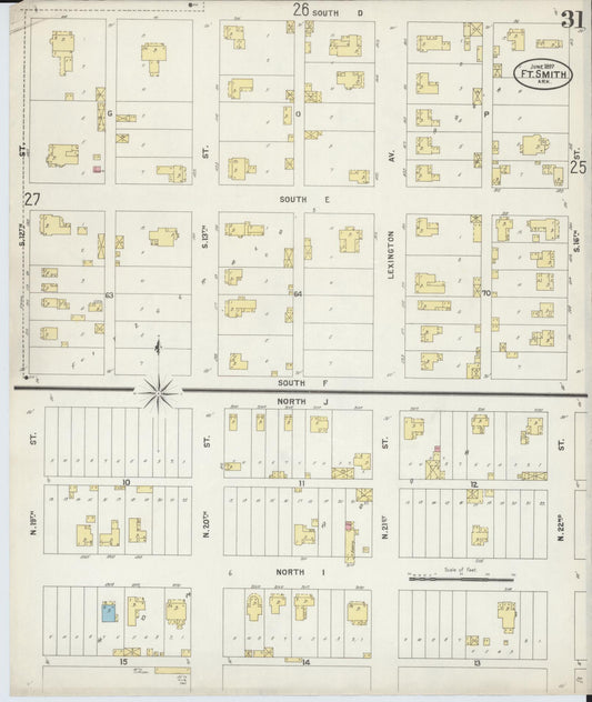 Sanborn Fire Insurance Map from Fort Smith, Sebastian County, Arkansas (1897), Sheet #0031 - Historic Sanborn Fire Insurance Map Print, vintage old map wall art, antique decor, genealogy gift, Arkansas Arkansas map