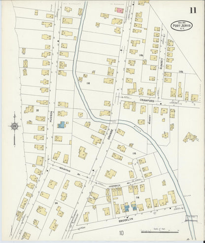 Sanborn Fire Insurance Map from Port Jervis, Orange County, New York (1912), Sheet #0011 - Complete Map Set gallery image, historic Sanborn map, vintage wall art, New York New York