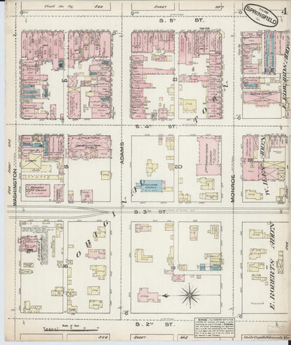Sanborn Fire Insurance Map from Springfield, Sangamon County, Illinois (1884), Sheet #0004 - Complete Map Set gallery image, historic Sanborn map, vintage wall art, Illinois Illinois