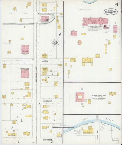 Sanborn Fire Insurance Map from Rensselaer, Jasper County, Indiana (1899), Sheet #0004 - Complete Map Set gallery image, historic Sanborn map, vintage wall art, Indiana Indiana
