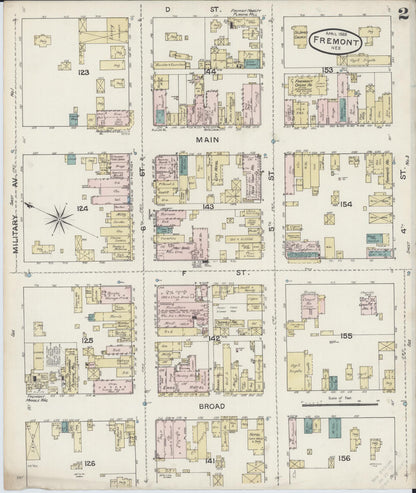 Sanborn Fire Insurance Map from Fremont, Dodge County, Nebraska (1888), Sheet #0002 - Complete Map Set gallery image, historic Sanborn map, vintage wall art, Nebraska Nebraska