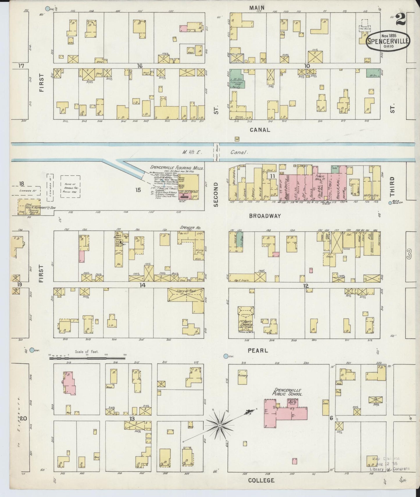 Sanborn Fire Insurance Map from Spencerville, Allen County, Ohio (1895), Sheet #0002 - Complete Map Set gallery image, historic Sanborn map, vintage wall art, Ohio Ohio
