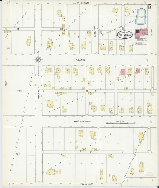 Sanborn Fire Insurance Map from Pittsfield, Pike County, Illinois (1913), Sheet #0005 - Historic Sanborn Fire Insurance Map Print, vintage old map wall art, antique decor, genealogy gift, Illinois Illinois map