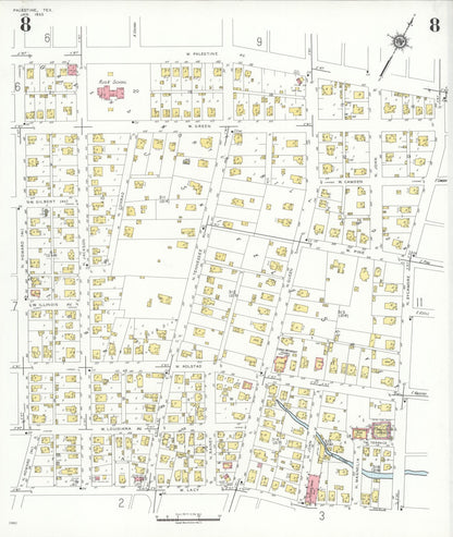 Sanborn Fire Insurance Map from Palestine, Anderson County, Texas (1935), Sheet #0008 - Complete Map Set gallery image, historic Sanborn map, vintage wall art, Texas Texas