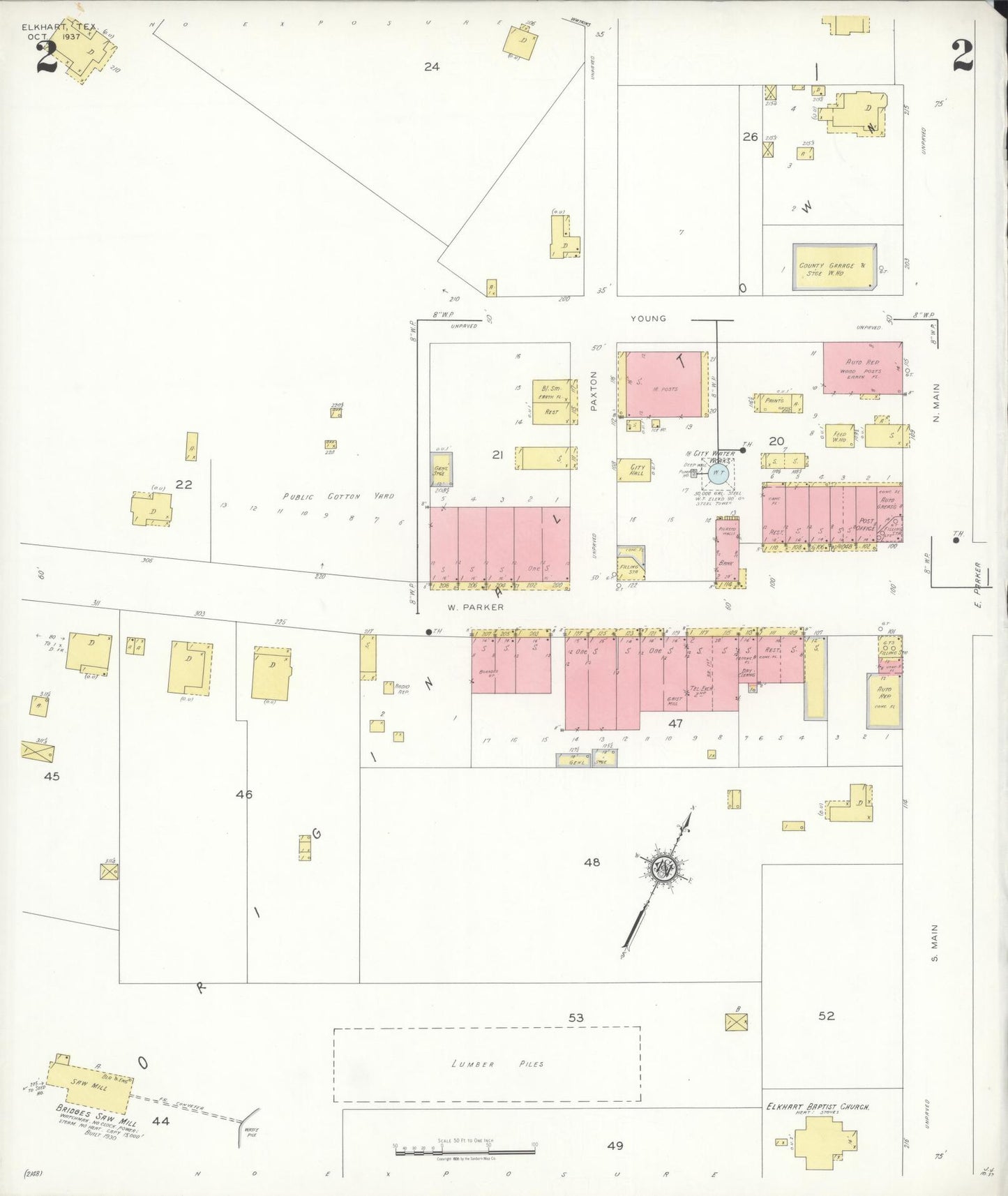 Sanborn Fire Insurance Map from Elkhart, Anderson County, Texas (1937), Sheet #0002 - Historic Sanborn Fire Insurance Map Print, vintage old map wall art, antique decor, genealogy gift, Texas Texas map