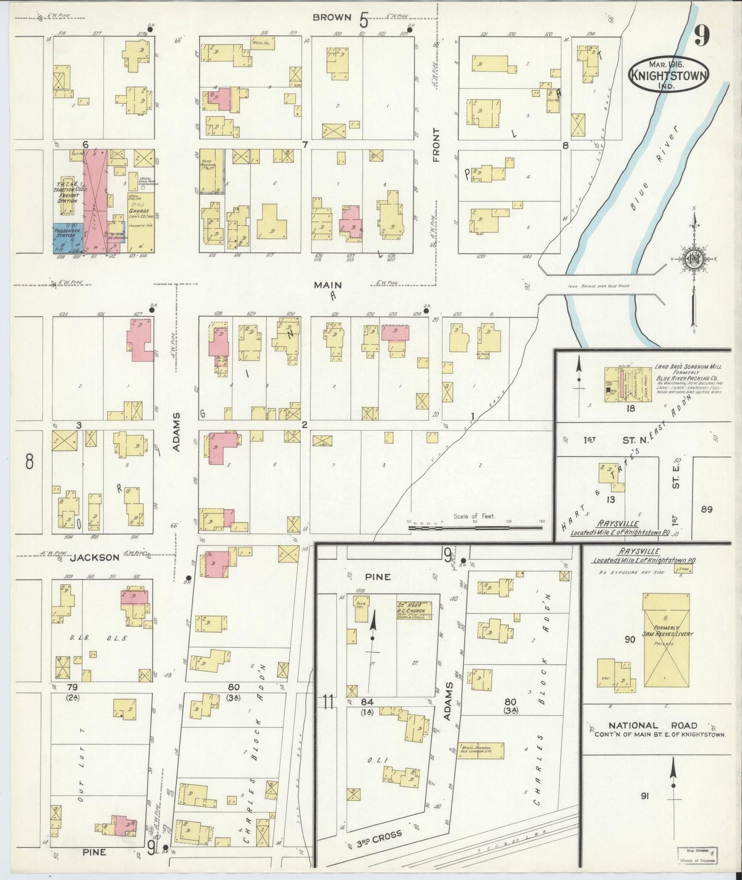 Sanborn Fire Insurance Map from Knightstown, Henry County, Indiana (1916), Sheet #0009 - Complete Map Set gallery image, historic Sanborn map, vintage wall art, Indiana Indiana