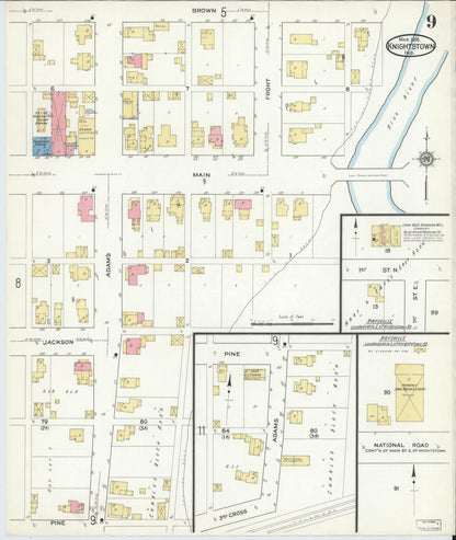 Sanborn Fire Insurance Map from Knightstown, Henry County, Indiana (1916), Sheet #0009 - Complete Map Set gallery image, historic Sanborn map, vintage wall art, Indiana Indiana
