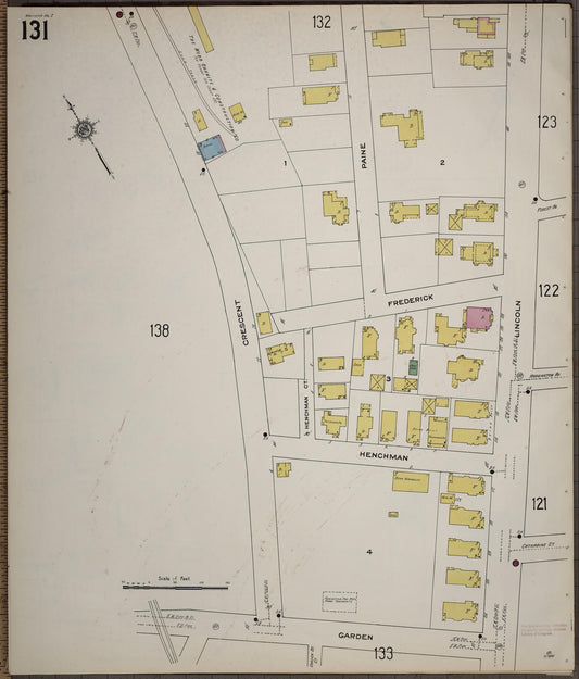 Sanborn Fire Insurance Map from Worcester, Worcester County, Massachusetts (1910), Sheet #0131 - Historic Sanborn Fire Insurance Map Print, vintage old map wall art, antique decor, genealogy gift, Massachusetts Massachusetts map