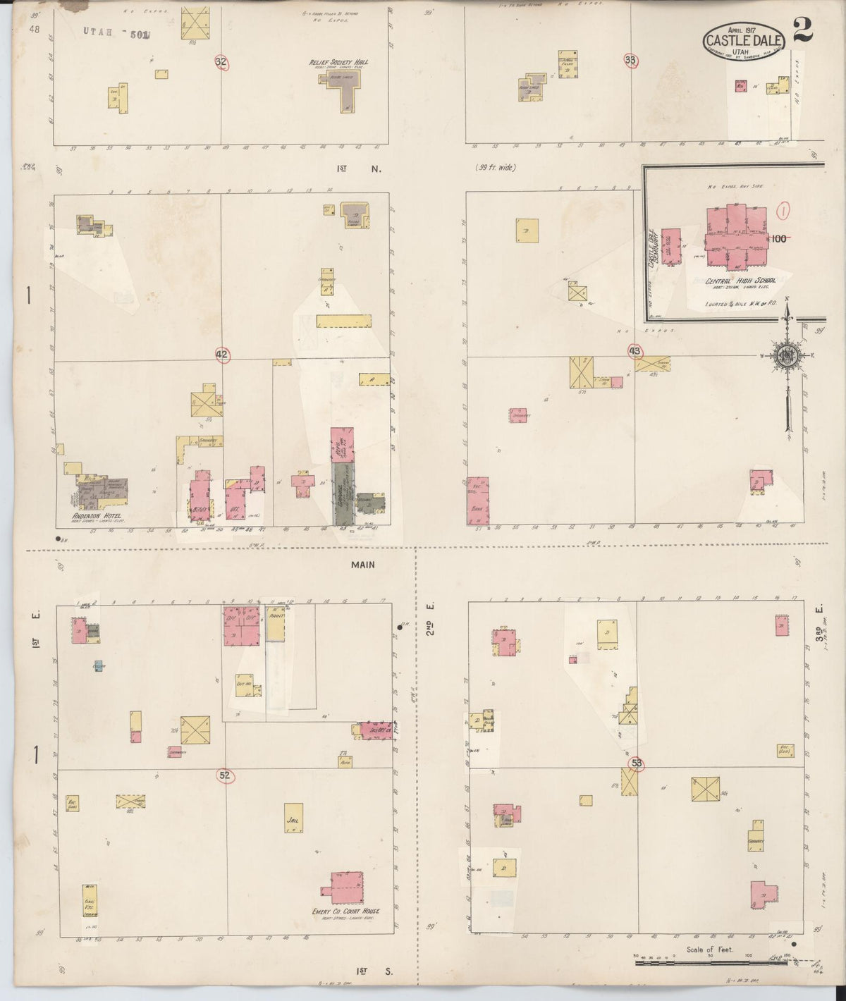 Sanborn Fire Insurance Map from Castle Dale, Emery County, Utah (1931), Sheet #0002 - Historic Sanborn Fire Insurance Map Print, vintage old map wall art, antique decor, genealogy gift, Utah Utah map