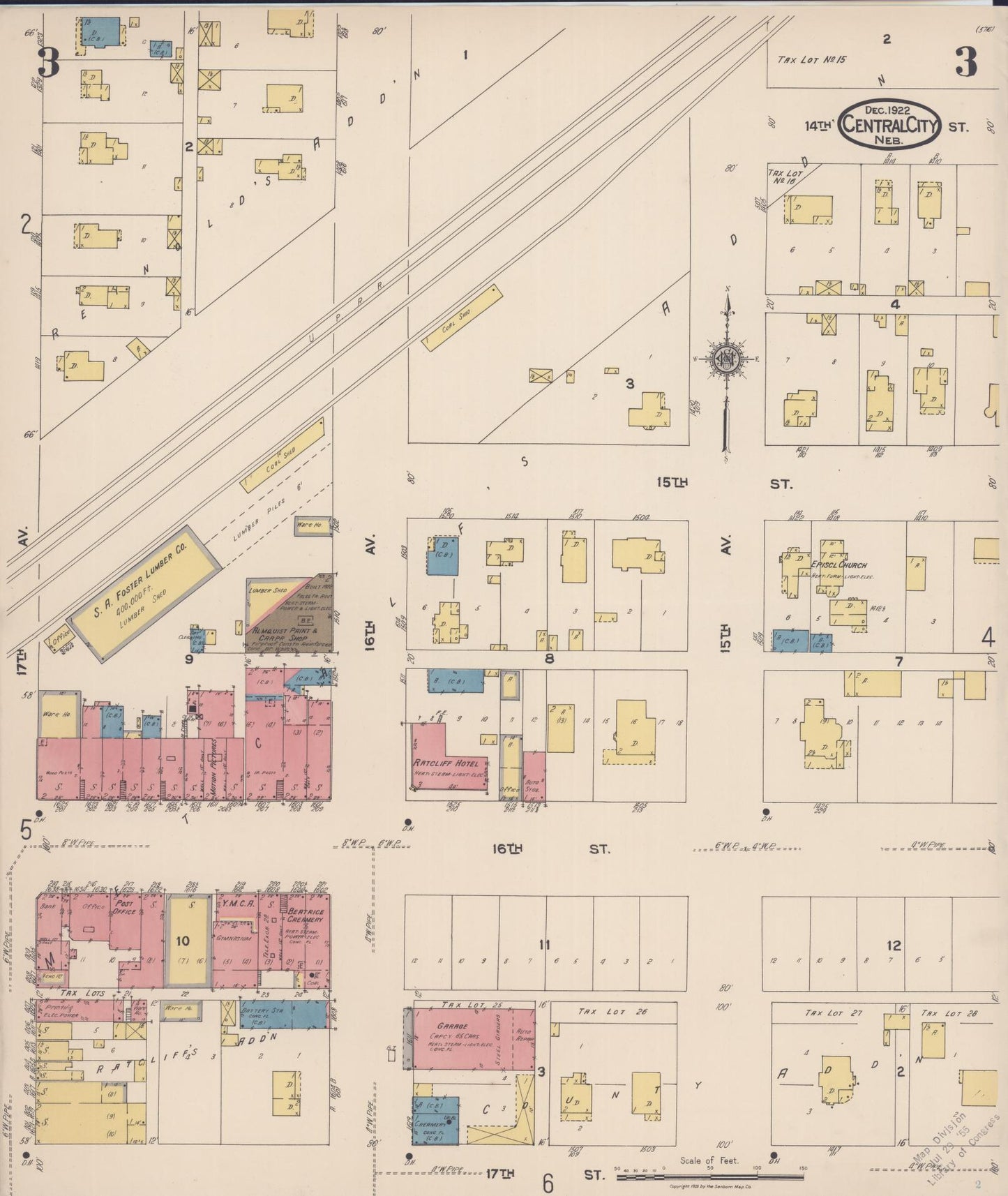 Sanborn Fire Insurance Map from Central City, Merrick County, Nebraska (1922), Sheet #0003 - Complete Map Set gallery image, historic Sanborn map, vintage wall art, Nebraska Nebraska