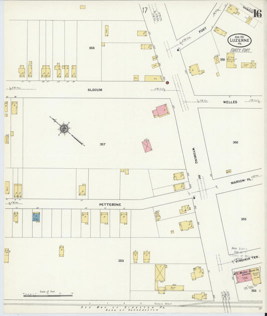 Sanborn Fire Insurance Map from Luzerne, Luzerne County, Pennsylvania (1911), Sheet #0016 - Historic Sanborn Fire Insurance Map Print, vintage old map wall art, antique decor, genealogy gift, Pennsylvania Pennsylvania map