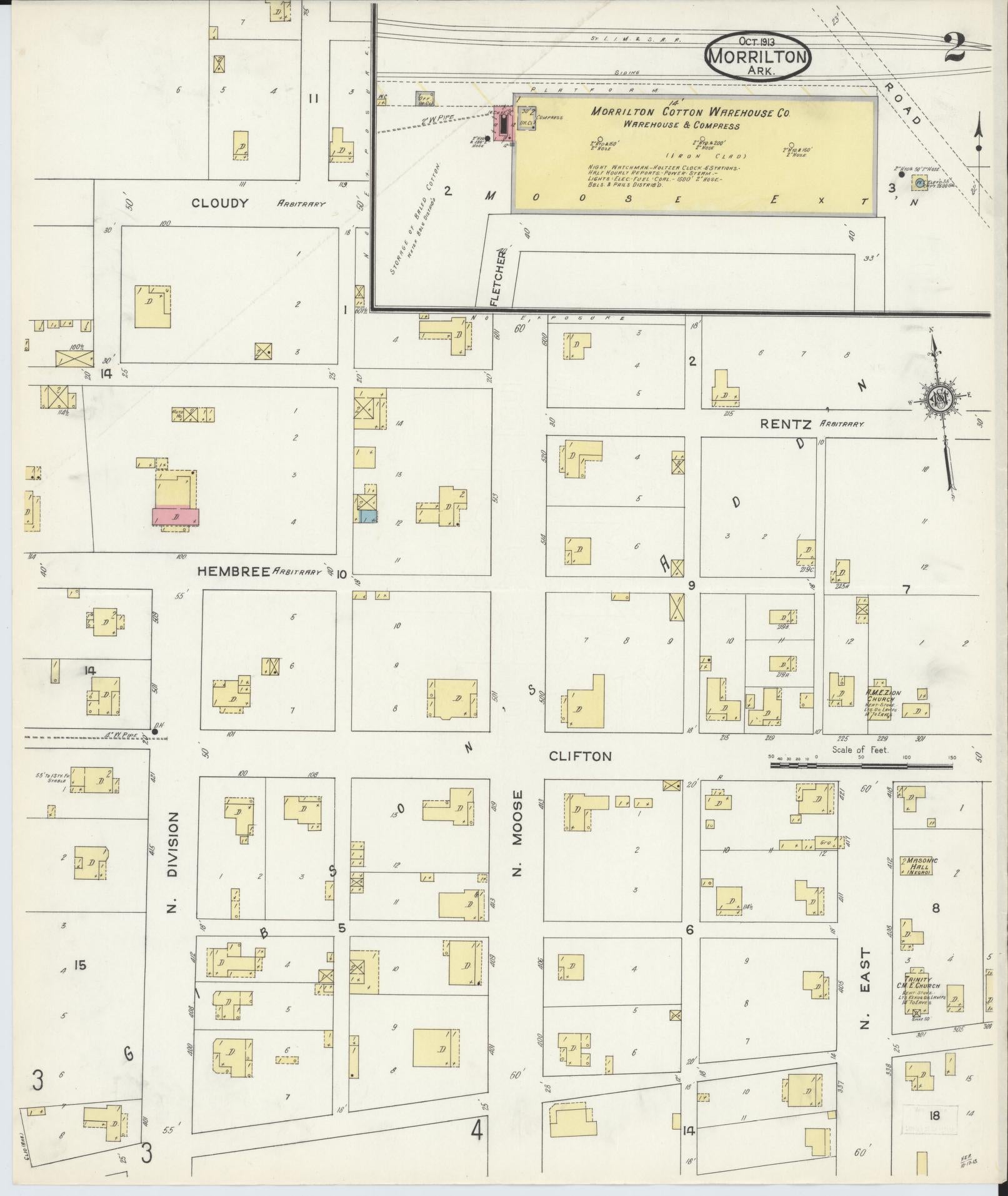 Sanborn Fire Insurance Map from Morrilton, Conway County, Arkansas (1913), Sheet #0002 - Complete Map Set gallery image, historic Sanborn map, vintage wall art, Arkansas Arkansas