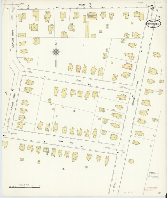 Sanborn Fire Insurance Map from Webster, Monroe County, New York (1912), Sheet #0005 - Historic Sanborn Fire Insurance Map Print, vintage old map wall art, antique decor, genealogy gift, New York New York map