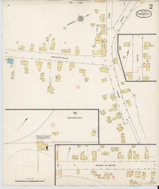 Sanborn Fire Insurance Map from Prospect, Oneida County, New York (1912), Sheet #0002 - Historic Sanborn Fire Insurance Map Print, vintage old map wall art, antique decor, genealogy gift, New York New York map